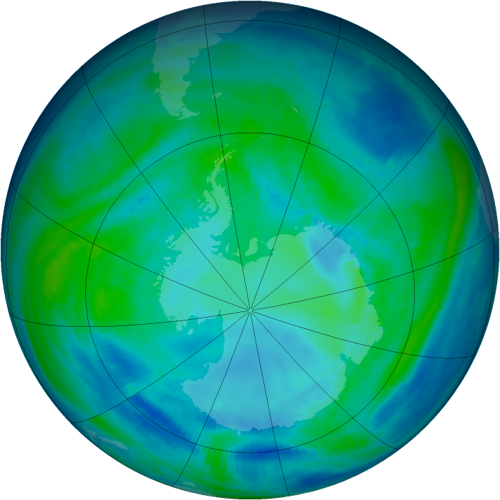 Antarctic ozone map for 21 April 1998